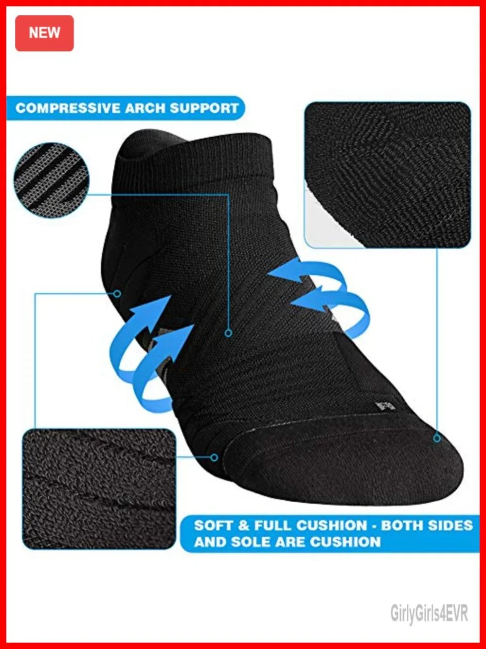 Coolmax No Show Athletic Running Socks Cushioned Arch Support